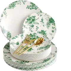 Plastic Dinnerware Set &ndash; 100 & 200PCS Options for 20 Guests, Includes Plates & Silverware for Wedding or Party