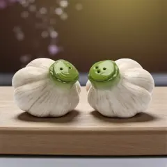 Hand Painted Ceramic Garlic Salt & Pepper Shakers, Home D&eacute;cor, Gift for Her, Gift for Mom, Kitchen D&eacute;cor, Farmhouse D&eacute;cor