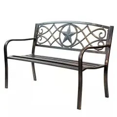 Outdoor Patio Bench 4ft Steel Garden Seat in Bronze Finish