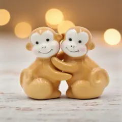 Ceramic Brown Monkey Salt And Pepper Shakers, Home D&eacute;cor, Gift for Her, Gift for Mom, Kitchen D&eacute;cor