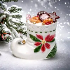 Ceramic Christmas Poinsettia Boot Ornament, Home D&eacute;cor, Gift for Her, Gift for Mom, Kitchen D&eacute;cor, Christmas D&eacute;cor