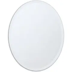Silver Oval Glass Frameless Vanity Wall Mirror with Beveled Edge and Flush Mount