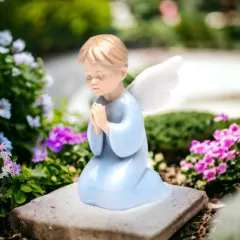 Ceramic Praying Boy Angel with Wings Figurine, Home D&eacute;cor, Religious D&eacute;cor, Religious Gift, Church D&eacute;cor, Baptism Gift