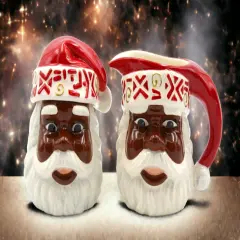 Ceramic African American Santa Sugar And Creamer Set, Home D&eacute;cor, Gift for Her, Gift for Mom, Kitchen D&eacute;cor, Christmas D&eacute;cor