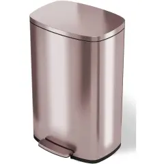 Copper Rose Gold Stainless Steel Step Trash Can with Slow Close Lid and Odor Seal