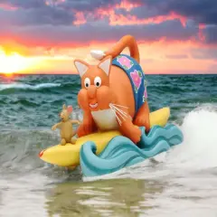 Cat and Mouse Surfing the Waves, Home D&eacute;cor, Gift for Her, Gift for Mom, Kitchen D&eacute;cor, Cat Lovers Gift, Pet Loss Gift