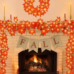 4 Pack Fall Leaves Garland With Lights Banner