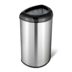 Silver Stainless Steel Open Top Kitchen Trash Can with 13-Gallon Capacity
