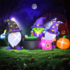 7FT Halloween Inflatable LED Decoration - Pumpkin Witches Gnomes Refine Poison