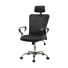 Black High-Back Executive Office Chair with Mesh Fabric, Metal Base and Casters