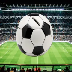 Ceramic Soccer Piggy Bank, Home D&eacute;cor, Gift for Him, Gift for Dad, Gift for Son, Kid's Room D&eacute;cor, Game Room Decor