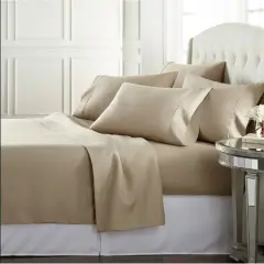 Taupe 100% Cotton Sateen 1000TC Sheet Set Deep Pocket