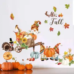 Fall Maple Leaf Wall Decals Thanksgiving Pumpkin Gnome Turkey Wall