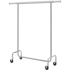 Heavy Duty Adjustable Chrome Plated Iron Clothes Garment Rack with Swivel Wheels