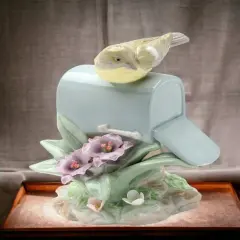 Ceramic Warbler Bird On Mailbox Night Light, Home D&eacute;cor, Gift for Her, Gift for Mom, Kitchen D&eacute;cor, Birdwatcher Gift, Vintage Decor