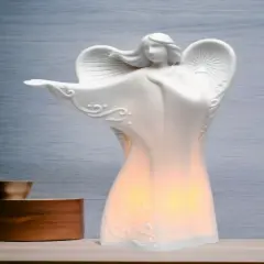 Ceramic Dancing Angel Night Light, Home D&eacute;cor, Religious D&eacute;cor, Religious Gift, Church D&eacute;cor, Baptism Gift