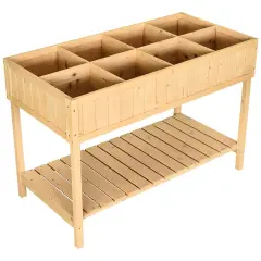 Fir Wood 8 Grid Raised Garden Box for Plants Vegetables and Flowers