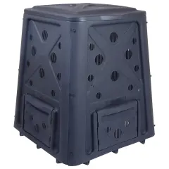 Black UV-Stabilized Heavy Duty 65 Gallon Compost Bin with Snap Lid and Doors