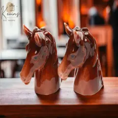 Ceramic Brown Horse Salt & Pepper Shakers, Equestrian Gift, Home D&eacute;cor, Gift for Her, Gift for Mom, Kitchen D&eacute;cor, Farmhouse D&eacute;cor