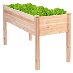 Solid Cedar 30 inch Raised Garden Bed for Outdoor Vegetable and Herb Plants