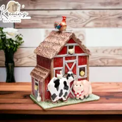 Ceramic Barn House with Farm Animals Cookie Jar, Home D&eacute;cor, Gift for Her, Gift for Mom, Kitchen D&eacute;cor, Farmhouse D&eacute;cor, Fall Decor