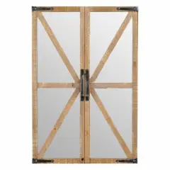 Brown Metal Farmhouse Wall Mirror with Antique Black Accents 20.5 inches