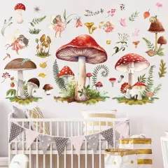 Mushroom with Flower Wall Decals