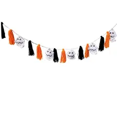 Handmade Halloween Garland with Tassels and Ghost
