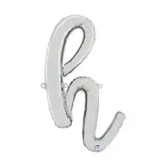 24 Inch Script Letter H Silver Air Fill Only Balloon