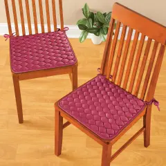 Collections Etc Solid Color Quilted Chair Pads - Set of 2