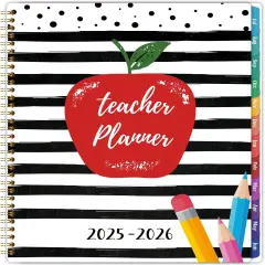 2025-2026 Teacher Planner, Lesson Planner - 	black, red, green, blue