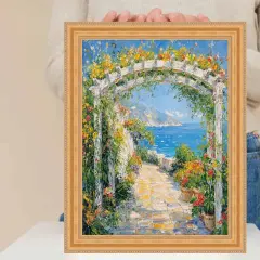 Vintage Gold Lead Beaded Picture Frame 12x15 frame