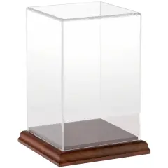 Plymor Clear Acrylic Display Case, 4" W x 4" D x 6" H Hardwood
