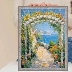 Slim Modern Bright Chrome Silver Pebbled Texture Picture Frame 18x18 frame