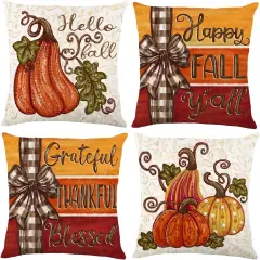 4pcs Fall Thanksgiving Pillow Covers