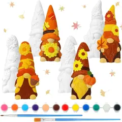 4 Pcs Fall Gnome Ceramic to Paint Kit 5 Inch Ready to Paint Your Own Ceramic Gnome Statues