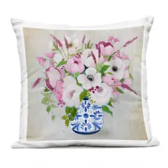 Stupell Industries Pink Flower Chinoiserie Outdoor Pillow, 18 x 7 x 18