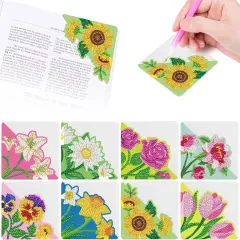 8 Pack Diamond Painting Bookmarks Kit (Flowers)