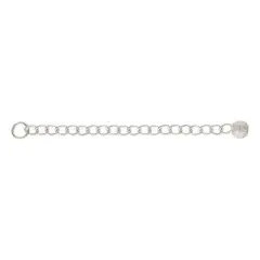 JewelrySupply Chain Extender - Curb with 4mm Stardust Bead 2.25" S.S. (1-Pc)
