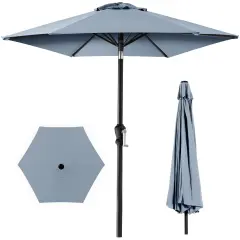 Best Choice Products 10ft Outdoor Steel Market Patio Umbrella w/ Crank, Tilt Push Button, 6 Ribs Breeze Blue
