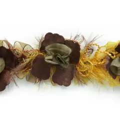 5 yards of Macey Stretch Flower Trim | 5 yard cut Brown