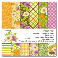 Spring Scrapbook Paper Pack. 12 Sheets of 15.2x15.2cm Heavyweight Paper Pad F07M2-3 AC230901-06