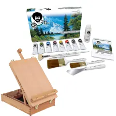 Master Artist Oil Paint Set Includes Wood Art Supply Carrying Case Sketchbox w/ Easel Assorted