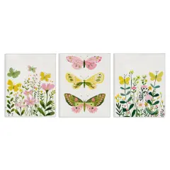 Stupell Industries Playful Butterflies and Florals 3 pc Canvas Wall Art Set Design by LSR Design Studio