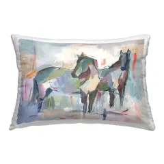 Abstract Brushed Horses Decorative Printed Throw Pillow Design by Ethan Harper, 14 x 7 x 20