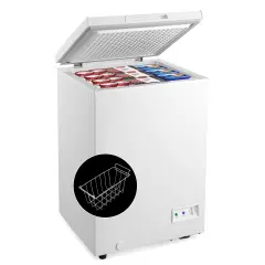 Compact Freestanding Chest Freezer with Removable Storage Basket