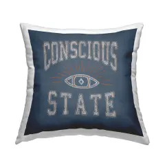 Conscious State Varsity Style Decorative Printed Throw Pillow Design by Higher Learning/Life Is High, 18 x 7 x 18