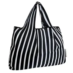 Wrapables Large Foldable Tote Nylon Reusable Grocery Bags, Stripes