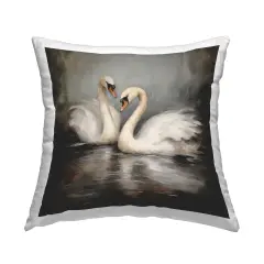 Swan Duo Water Reflection Decorative Printed Throw Pillow Design by Novae, 18 x 7 x 18