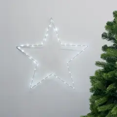 Perfect Holiday Medium 50 LED Star Frame Lights Battery Operated - White